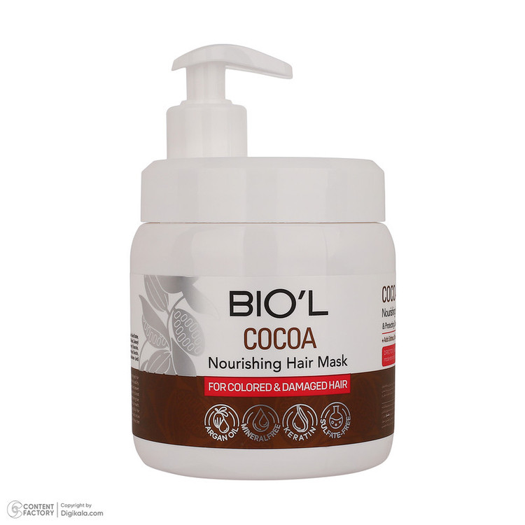 ماسک تقویت کننده مو بیول مدل Cocoa مناسب برای موهای آسیب دیده و رنگ شده حجم 500 میلی لیتر