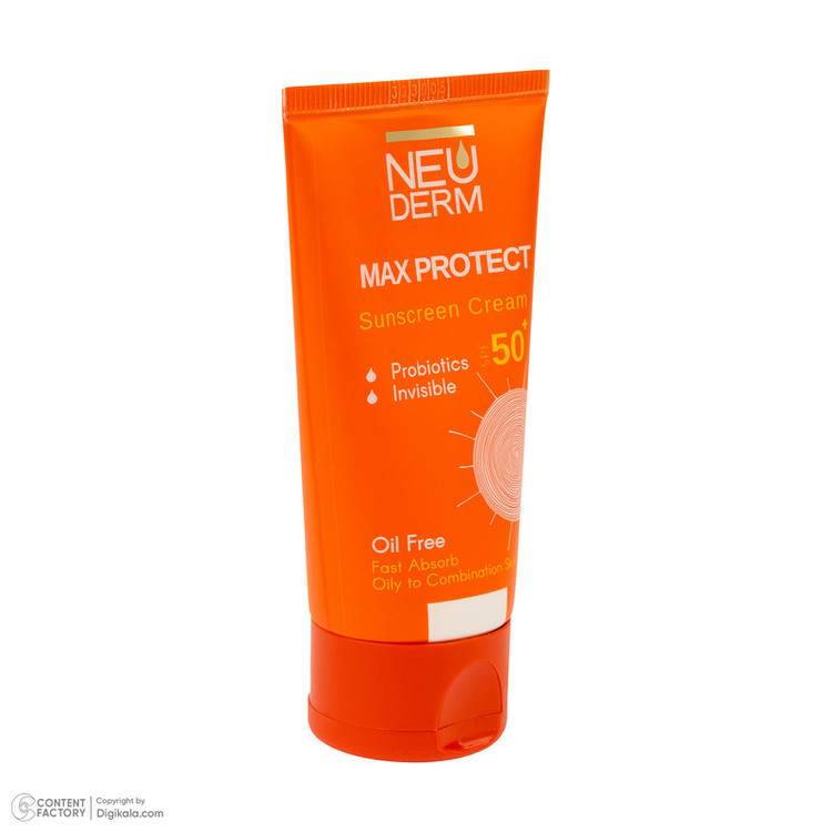 کرم ضد آفتاب بدون رنگ نئودرم SPF 50 مدل MAX PROTECTIVE مناسب پوستهای چرب و مختلط حجم 50 میلیلیتر