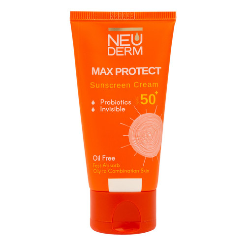 کرم ضد آفتاب بدون رنگ نئودرم SPF 50 مدل MAX PROTECTIVE مناسب پوستهای چرب و مختلط حجم 50 میلیلیتر