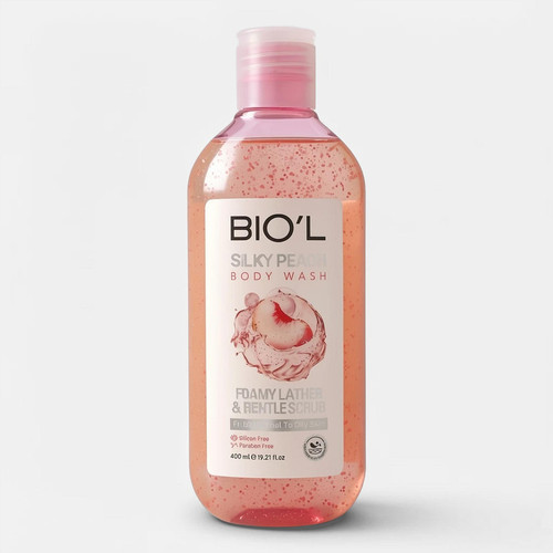 شامپو بدن بیول مدل Silky Peach با رایحه هلو مناسب برای پوست چرب و معمولی حجم 400 میلی لیتر